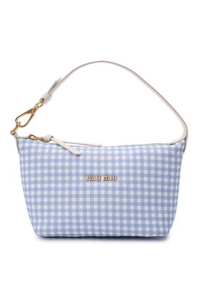 Женская сумка MIU MIU голубого цвета, арт. 5NE841-2B4L-F0X24 | Фото 1 (Материал: Текстиль; Размер: mini; Сумки-технические: Сумки top-handle)