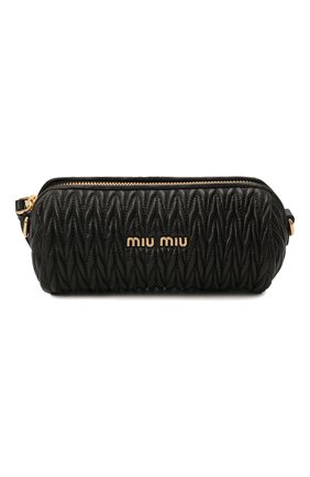 Женская сумка MIU MIU черного цвета, арт. 5NE843-N88-F0002 | Фото 1 (Материал: Натуральная кожа; Размер: mini; Сумки-технические: Сумки через плечо)
