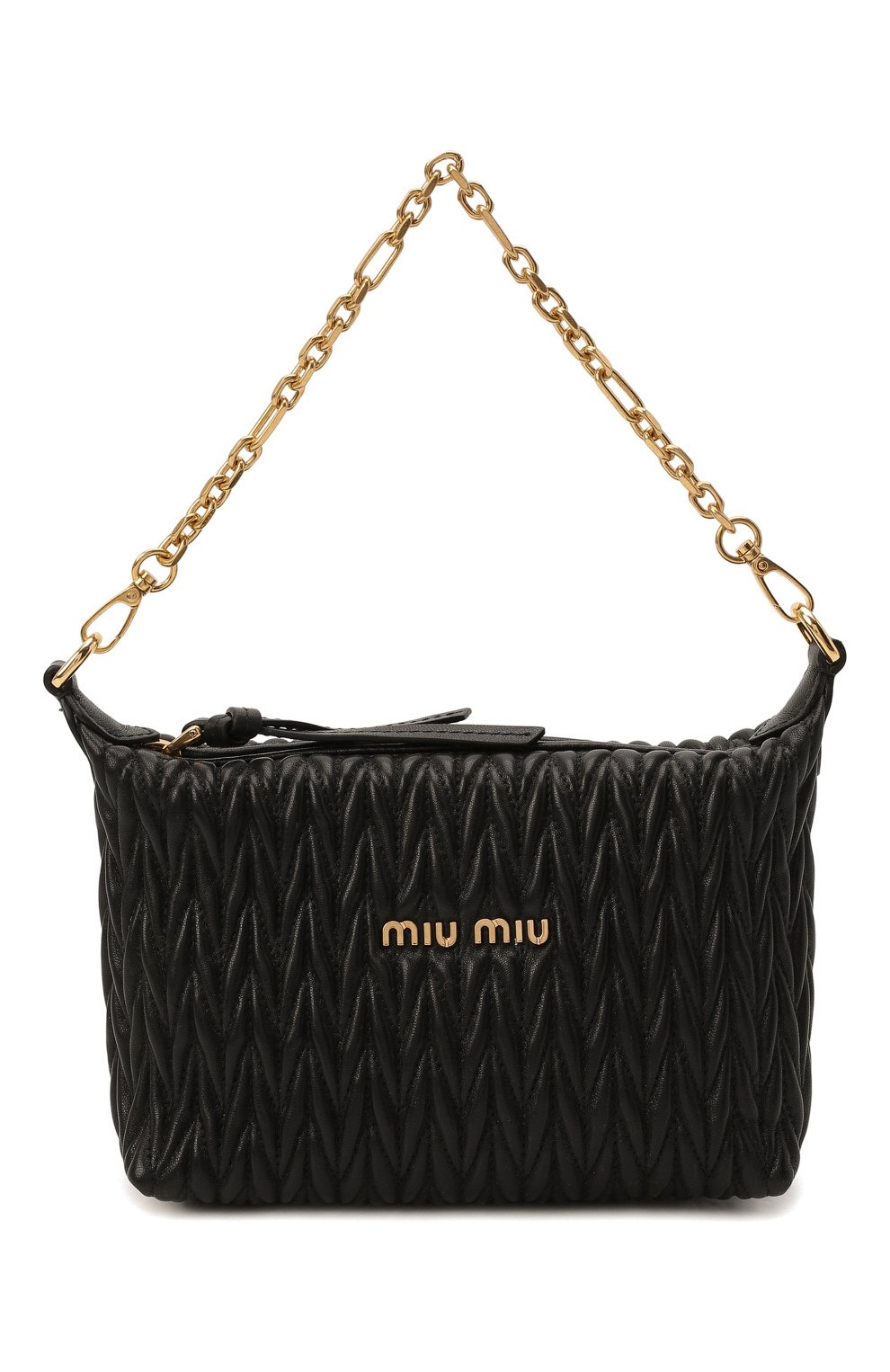 Женская сумка MIU MIU черного цвета, арт. 5NE844-N88-F0002 | Фото 1 (Сумки-технические: Сумки top-handle; Материал: Натуральная кожа; Размер: mini)