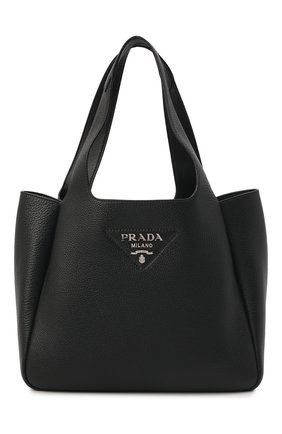 Женский сумка-тоут flou PRADA черного цвета, арт. 1BG335-2DKV-F0002-OOM | Фото 1 (Размер: medium; Материал: Натуральная кожа; Сумки-технические: Сумки-шопперы)
