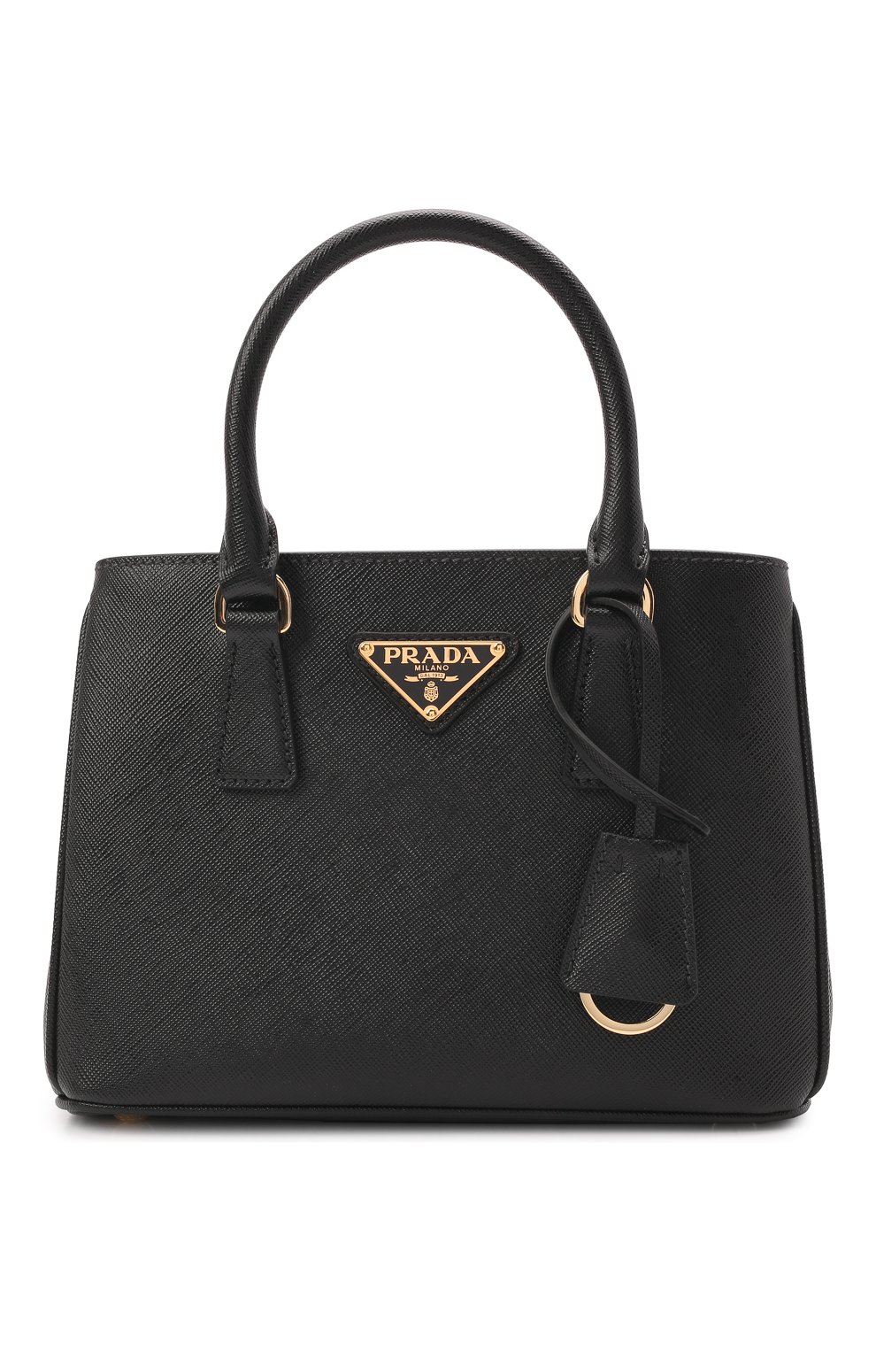 Женская сумка galleria PRADA черного цвета, арт. 1BA296-NZV-F0632-V21 | Фото 1 (Сумки-технические: Сумки top-handle; Материал: Натуральная кожа; Ремень/цепочка: На ремешке; Размер: small)