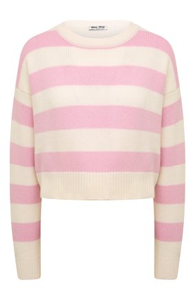 Женский кашемировый пуловер MIU MIU розового цвета по цене 120000 руб., арт. MML574-10TH-F0AY1 | Фото 1