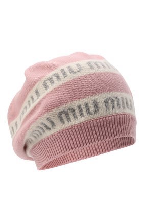 Женская шапка из шерсти и кашемира MIU MIU светло-розового цвета, арт. 5HC260-2DZU-F0028 | Фото 1 (Материал: Шерсть, Текстиль)