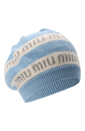 Женская шапка из шерсти и кашемира MIU MIU голубого цвета, арт. 5HC260-2DZU-F0637 | Фото 1 (Материал: Шерсть, Текстиль)