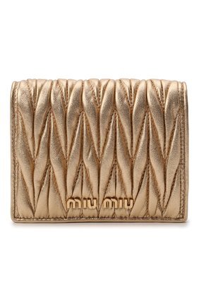 Женские кожаное портмоне MIU MIU золотого цвета, арт. 5MV204-N88-F0522 | Фото 1 (Материал: Натуральная кожа)