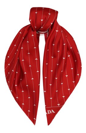 Женский шелковый платок PRADA красного цвета, арт. 1FF001-2DTR-F0976 | Фото 1 (Материал: Текстиль, Шелк; Принт: С принтом)