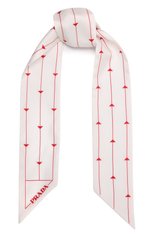 Женский шелковый шарф-бандо PRADA белого цвета, арт. 1FF008-2DTR-F0970 | Фото 1 (Принт: С принтом; Материал: Текстиль, Шелк)