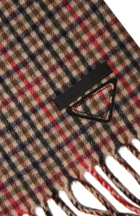 Женский кашемировый шарф PRADA коричневого цвета, арт. P705B-1YI3-F0008-202 | Фото 2 (Материал: Текстиль, Шерсть, Кашемир)