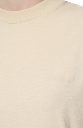 Женская хлопковая футболка OFF-WHITE кремвого цвета, арт. 0WAA049C99JER001 | Фото 5 (Женское Кросс-КТ: Футболка-спорт, Футболка-одежда; Рукава: Короткие; Длина (для топов): Стандартные; Принт: С принтом; Материал внешний: Хлопок; Стили: Спорт-шик)