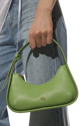 Женская сумка tempura mini YUZEFI зеленого цвета, арт. YUZRS22-HB-MT-20 | Фото 2 (Сумки-технические: Сумки top-handle; Материал: Натуральная кожа; Размер: mini)