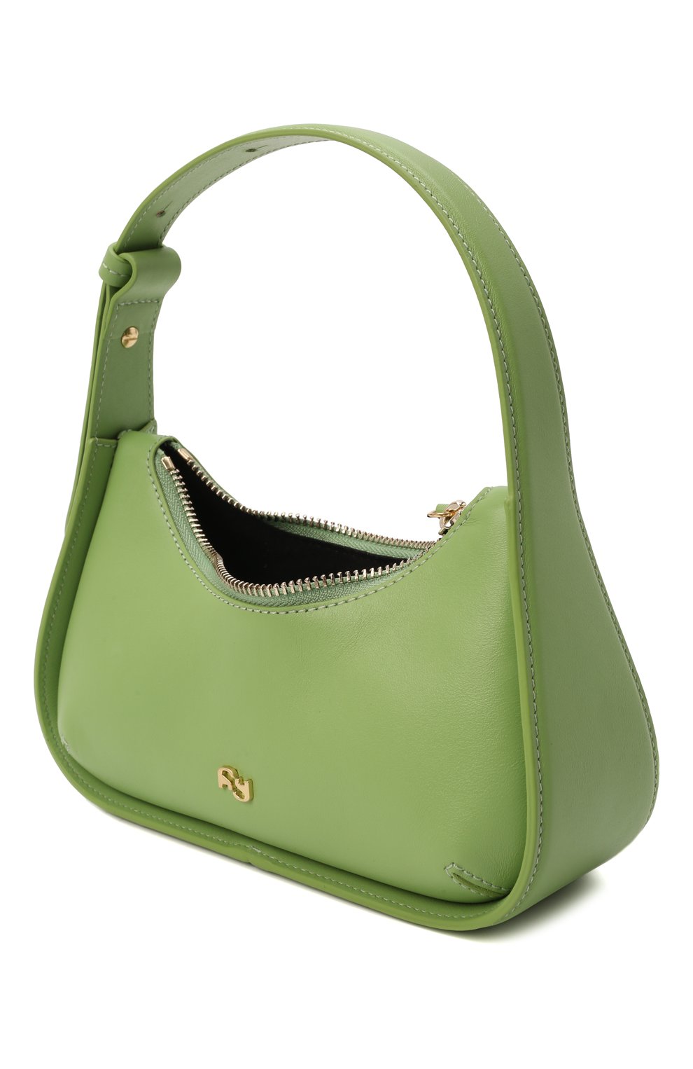 Женская сумка tempura mini YUZEFI зеленого цвета, арт. YUZRS22-HB-MT-20 | Фото 5 (Сумки-технические: Сумки top-handle; Материал: Натуральная кожа; Размер: mini)