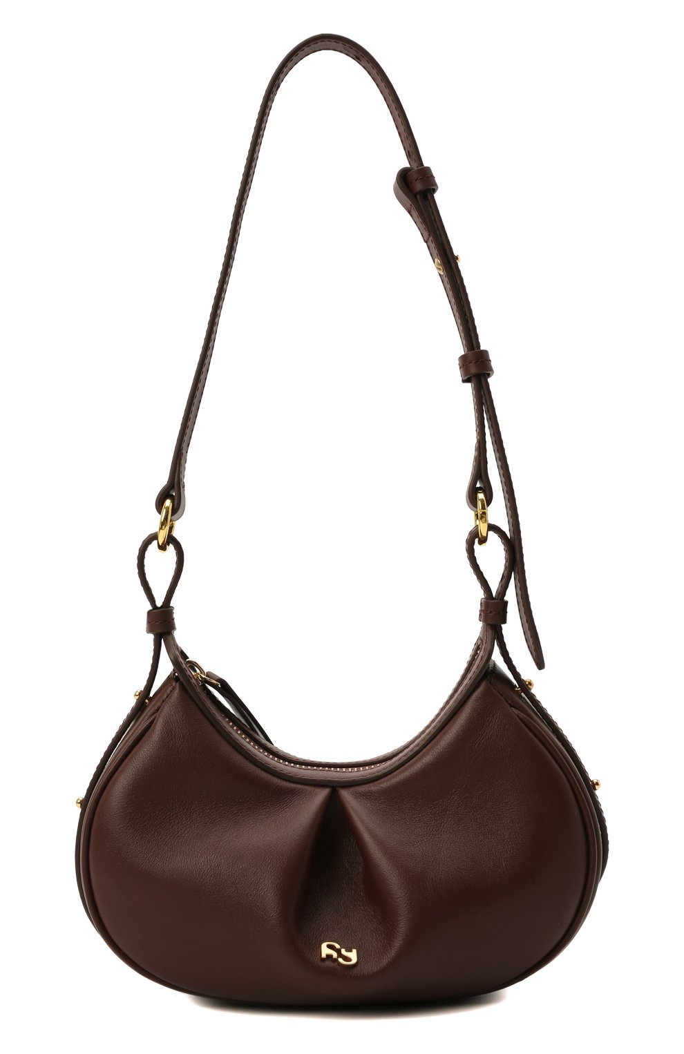 Женская сумка bean mini YUZEFI темно-коричневого цвета, арт. YUZRS22-HB-MN-18 | Фото 1 (Сумки-технические: Сумки top-handle; Материал: Натуральная кожа; Размер: mini)
