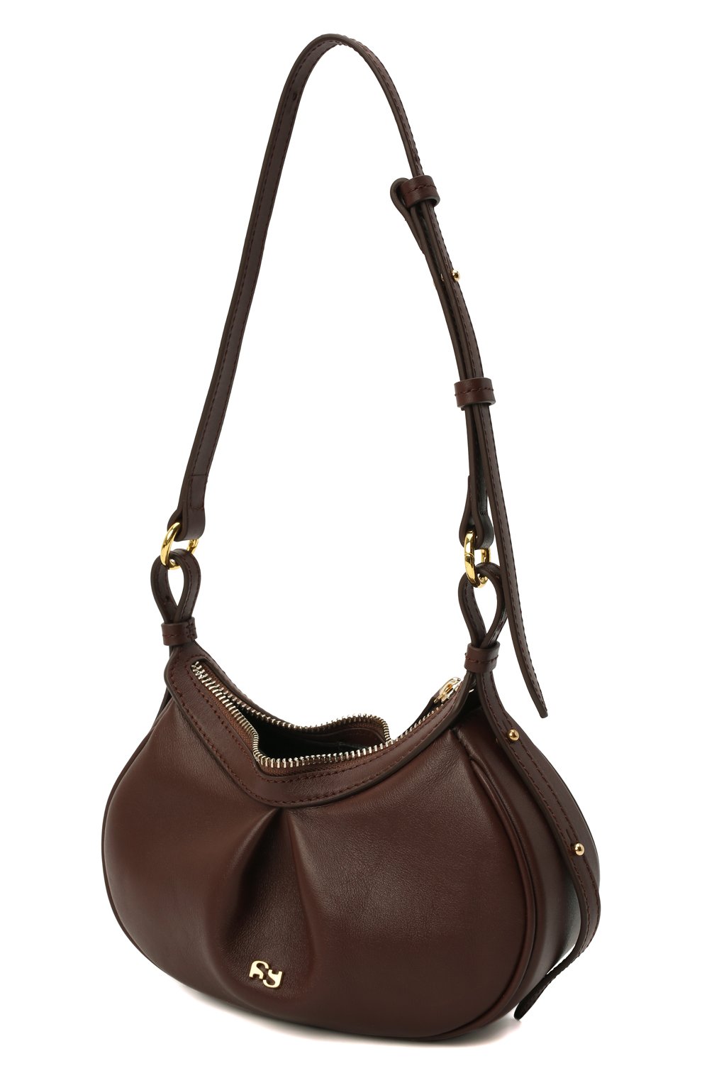 Женская сумка bean mini YUZEFI темно-коричневого цвета, арт. YUZRS22-HB-MN-18 | Фото 5 (Сумки-технические: Сумки top-handle; Материал: Натуральная кожа; Размер: mini)