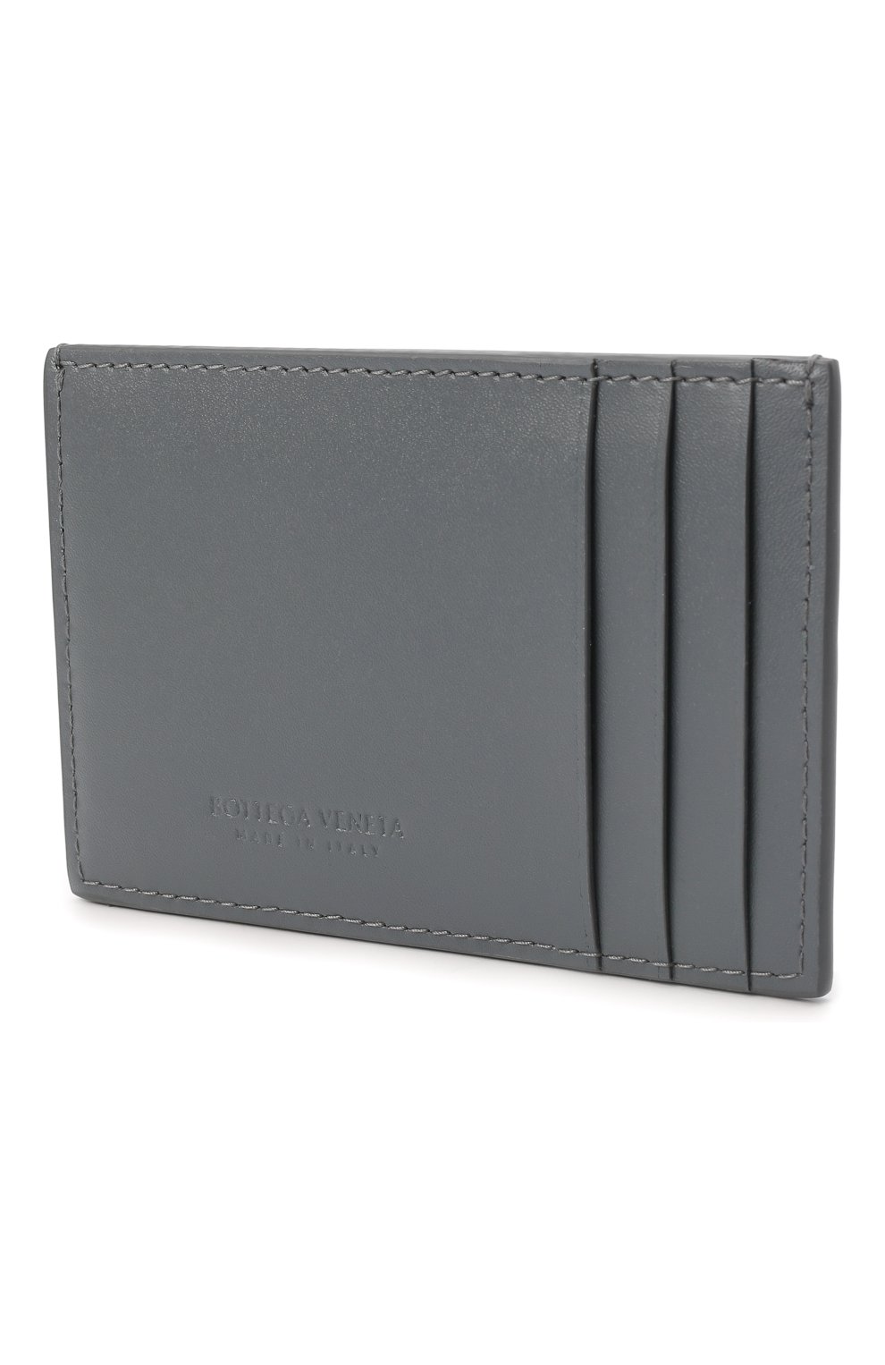 Мужской кожаный футляр для кредитных карт BOTTEGA VENETA серого цвета, арт. 649597/VBWD3 | Фото 2 (Материал: Натуральная кожа)
