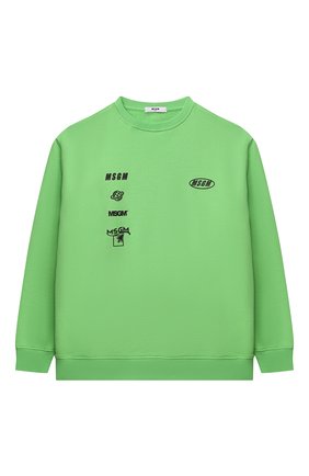 Детский хлопковый свитшот MSGM KIDS зеленого цвета, арт. MS028870 | Фото 1 (Материал внешний: Хлопок; Рукава: Длинные; Мальчики Кросс-КТ: Толстовка-одежда, Свитшот-одежда)