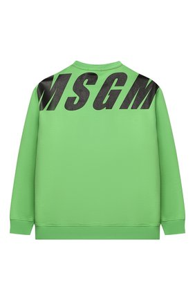 Детский хлопковый свитшот MSGM KIDS зеленого цвета, арт. MS028870 | Фото 2 (Материал внешний: Хлопок; Рукава: Длинные; Мальчики Кросс-КТ: Толстовка-одежда, Свитшот-одежда)