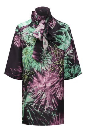 Женская шелковая блузка DRIES VAN NOTEN разноцветного цвета, арт. 221-030735-4049 | Фото 1 (Длина (для топов): Удлиненные; Материал внешний: Шелк; Стили: Гламурный; Женское Кросс-КТ: Блуза-одежда; Рукава: Короткие; Региональные ограничения белый список (Axapta Mercury): RU)