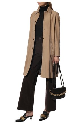 Женское замшевое пальто KITON бежевого цвета, арт. D53672X04T71 | Фото 2 (Материал подклада: Шелк; Длина (верхняя одежда): До колена; Рукава: Длинные; Материал внешний: Натуральная кожа, Замша; Стили: Кэжуэл; 1-2-бортные: Однобортные)