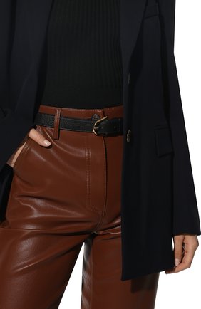 Женский кожаный ремень COCCINELLE черного цвета, арт. E3 LZ5 11 56 07 | Фото 2 (Кросс-КТ: Тонкие; Материал: Натуральная кожа)