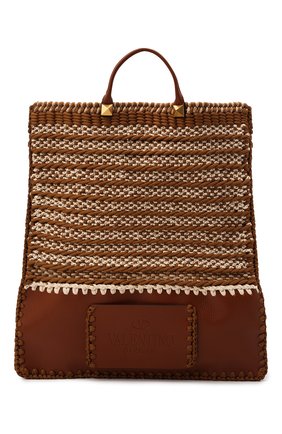 Мужская комбинированная сумка-шопер crochet bags VALENTINO коричневого цвета, арт. XY2B0B39/BHA | Фото 1 (Ремень/цепочка: На ремешке; Размер: large; Материал: Текстиль)