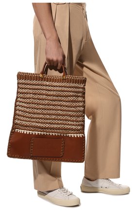 Мужская комбинированная сумка-шопер crochet bags VALENTINO коричневого цвета, арт. XY2B0B39/BHA | Фото 2 (Ремень/цепочка: На ремешке; Размер: large; Материал: Текстиль)
