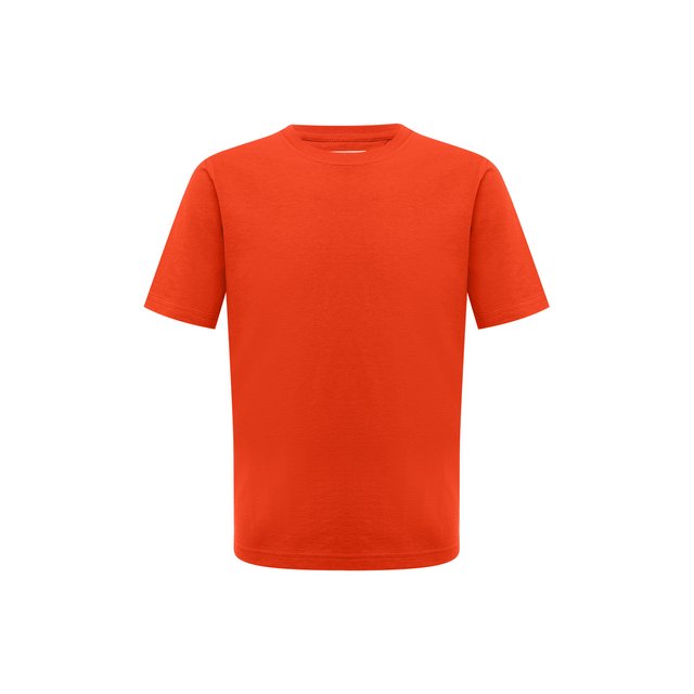 Хлопковая футболка Bottega Veneta оранжевого цвета
