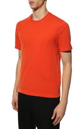 Мужская хлопковая футболка BOTTEGA VENETA оранжевого цвета, арт. 649055/VF1U0 | Фото 3 (Принт: Без принта; Рукава: Короткие; Длина (для топов): Стандартные; Материал внешний: Хлопок; Стили: Минимализм)