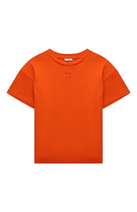 Детская хлопковая футболка DOLCE & GABBANA оранжевого цвета, арт. L4JTER/G7BYM/8-14 | Фото 1 (Материал внешний: Хлопок; Рукава: Короткие)