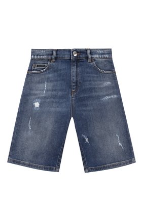 Детские джинсовые шорты DOLCE & GABBANA голубого цвета, арт. L42Q93/LDA02/8-14 | Фото 1 (Материал внешний: Хлопок; Кросс-КТ: Деним; Региональные ограничения белый список (Axapta Mercury): RU)