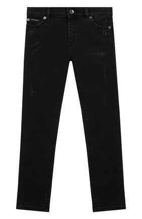 Детские джинсы DOLCE & GABBANA черного цвета, арт. L42F15/LDA05/2-6 | Фото 1 (Материал внешний: Хлопок; Детали: Однотонный; Ростовка одежда: 2 года | 92 см, 3 года | 98 см, 4 года | 104 см, 5 лет | 110 см, 6 лет | 116 см)