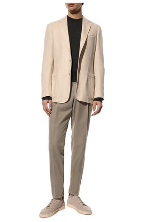 Мужские хлопковые брюки BRUNELLO CUCINELLI хаки цвета по цене 83550 руб., арт. M279DE1740 | Фото 2 Мужские хлопковые брюки BRUNELLO CUCINELLI хаки цвета, арт. M279DE1740 | Фото 2 (Длина (брюки, джинсы): Стандартные; Материал внешний: Хлопок; Случай: Повседневный; Стили: Кэжуэл)