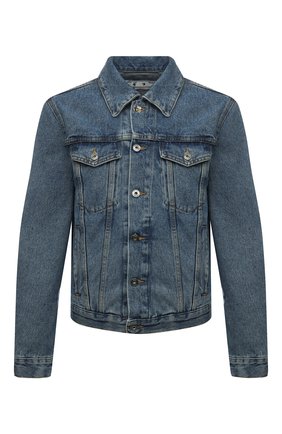Мужская джинсовая куртка OFF-WHITE синего цвета, арт. 0MYE079C99DEN006 | Фото 1 (Кросс-КТ: Куртка, Деним; Рукава: Длинные; Стили: Гранж; Материал внешний: Хлопок, Деним; Длина (верхняя одежда): Короткие)