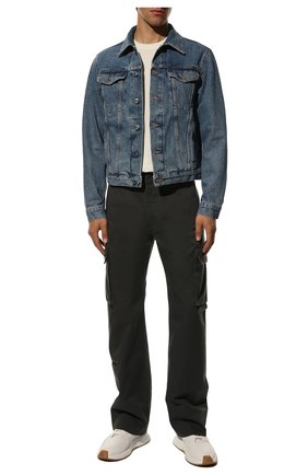 Мужская джинсовая куртка OFF-WHITE синего цвета, арт. 0MYE079C99DEN006 | Фото 2 (Кросс-КТ: Куртка, Деним; Рукава: Длинные; Стили: Гранж; Материал внешний: Хлопок, Деним; Длина (верхняя одежда): Короткие)