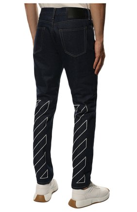 Мужские джинсы OFF-WHITE темно-синего цвета, арт. 0MYA074C99DEN002 | Фото 4 (Силуэт М (брюки): Прямые; Кросс-КТ: Деним; Длина (брюки, джинсы): Стандартные; Стили: Гранж; Материал внешний: Хлопок, Деним)