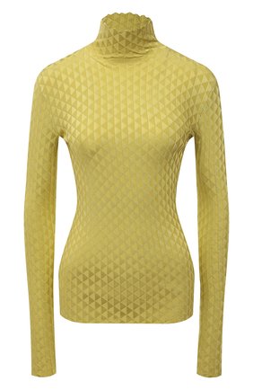 Женская шелковая водолазка BOTTEGA VENETA желтого цвета, арт. 682478/V1LP0 | Фото 1 (Рукава: Длинные; Длина (для топов): Стандартные; Материал внешний: Шелк; Женское Кросс-КТ: Водолазка-одежда; Стили: Кэжуэл)