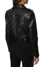 Женская кожаная куртка OFF-WHITE черного цвета, арт. 0WJG002C99LEA001 | Фото 4 (Кросс-КТ: Куртка; Рукава: Длинные; Стили: Гранж; Материал внешний: Натуральная кожа; Женское Кросс-КТ: Замша и кожа; Длина (верхняя одежда): Короткие; Материал подклада: Вискоза)