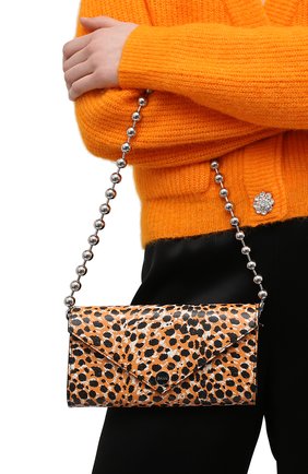 Женские кожаный кошелек на цепочке GANNI леопардового цвета, арт. A4002 | Фото 2 (Ремень/цепочка: С цепочкой; Материал: Натуральная кожа)
