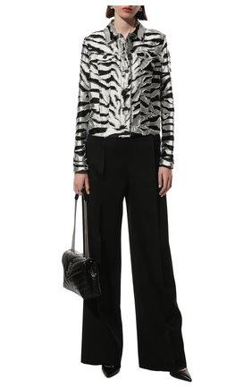 Женская куртка из вискозы TOM FORD черно-белого цвета, арт. GID051-DEX156 | Фото 2 (Материал внешний: Вискоза; Рукава: Длинные; Кросс-КТ: Куртка; Стили: Гранж; Длина (верхняя одежда): Короткие)