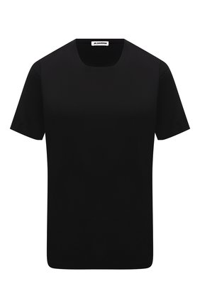 Женская хлопковая футболка JIL SANDER черного цвета, арт. JSCU705002-WU247608 | Фото 1 (Рукава: Короткие; Материал внешний: Хлопок; Длина (для топов): Стандартные; Женское Кросс-КТ: Футболка-одежда; Принт: Без принта; Стили: Кэжуэл)
