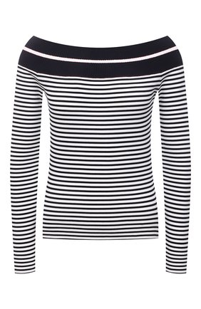 Женский пуловер GIORGIO ARMANI черно-белого цвета, арт. 3LAM21/AM80Z | Фото 1 (Рукава: Длинные; Материал внешний: Вискоза; Длина (для топов): Стандартные; Женское Кросс-КТ: Пуловер-одежда; Стили: Кэжуэл)