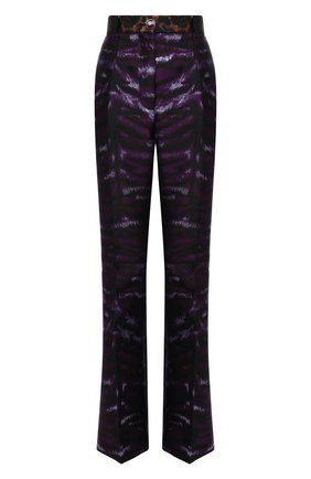 Женские брюки DOLCE & GABBANA фиолетового цвета, арт. I3D46W/GDADT | Фото 1 (Длина (брюки, джинсы): Удлиненные; Материал внешний: Синтетический материал; Женское Кросс-КТ: Брюки-одежда; Силуэт Ж (брюки и джинсы): Расклешенные; Стили: Романтичный)