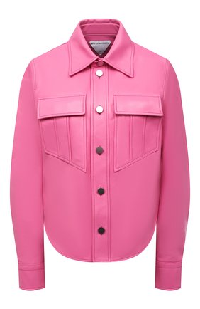 Женская кожаная рубашка BOTTEGA VENETA розового цвета, арт. 690073/VKV90 | Фото 1 (Рукава: Длинные; Материал внешний: Натуральная кожа; Длина (для топов): Стандартные; Женское Кросс-КТ: Рубашка-одежда; Принт: Без принта; Стили: Гранж)
