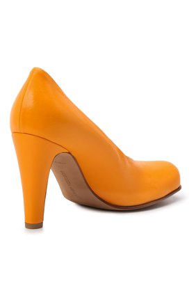 Женские кожаные туфли the block BOTTEGA VENETA оранжевого цвета, арт. 690050/VBS00 | Фото 5 (Каблук высота: Высокий; Материал внешний: Кожа; Материал внутренний: Натуральная кожа; Каблук тип: Устойчивый; Подошва: Плоская)