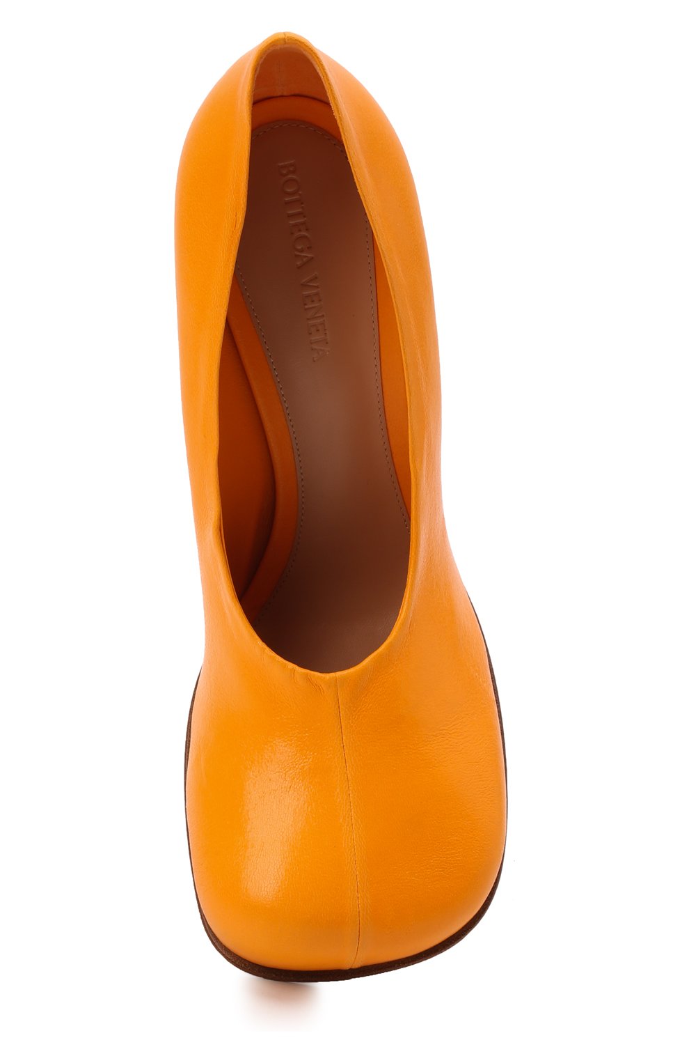 Женские кожаные туфли the block BOTTEGA VENETA оранжевого цвета, арт. 690050/VBS00 | Фото 6 (Каблук высота: Высокий; Материал внешний: Кожа; Материал внутренний: Натуральная кожа; Каблук тип: Устойчивый; Подошва: Плоская)