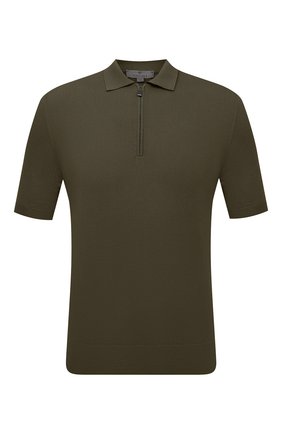 Мужское хлопковое поло CANALI хаки цвета по цене 25850 руб., арт. C0454/MK00145 | Фото 1 Мужское хлопковое поло CANALI хаки цвета, арт. C0454/MK00145 | Фото 1 (Длина (для топов): Стандартные; Материал внешний: Хлопок; Рукава: Короткие; Кросс-КТ: Трикотаж; Застежка: Молния; Стили: Милитари)
