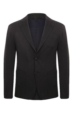 Мужской пиджак из хлопка и вискозы GIORGIO ARMANI темно-синего цвета по цене 206000 руб., арт. 8WGGG02B/T0367 | Фото 1 Мужской пиджак из хлопка и вискозы GIORGIO ARMANI темно-синего цвета, арт. 8WGGG02B/T0367 | Фото 1 (Материал внешний: Вискоза, Хлопок; Материал подклада: Вискоза; Рукава: Длинные; Длина (для топов): Стандартные; Случай: Повседневный; Пиджаки М: Прямой; 1-2-бортные: Однобортные; Стили: Кэжуэл)