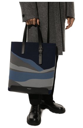 Мужская текстильная сумка-шопер GIORGIO ARMANI синего цвета, арт. Y2N146/YRE3J | Фото 2 (Материал: Текстиль; Размер: large; Региональные ограничения белый список (Axapta Mercury): RU)