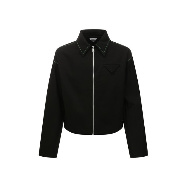 Хлопковая куртка Bottega Veneta черного цвета