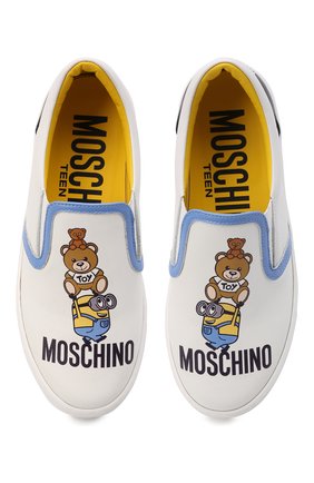 Мужского кожаные слипоны MOSCHINO белого цвета по цене 29700 руб., арт. 70307/KIPS/GINEV./KIPS/KIPS/28-35 | Фото 4 Мужского кожаные слипоны MOSCHINO белого цвета, арт. 70307/KIPS/GINEV./KIPS/KIPS/28-35 | Фото 4