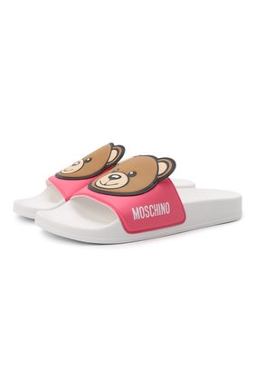Детский шлепанцы MOSCHINO розового цвета по цене 12550 руб., арт. 70266/PVC/29-35 | Фото 1 Детский шлепанцы MOSCHINO розового цвета, арт. 70266/PVC/29-35 | Фото 1 (Материал внешний: Пластик, Резина; Материал внутренний: Текстиль)